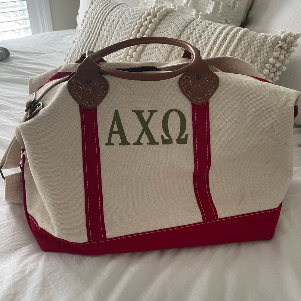 Stylish Red and Cream Travel Bag